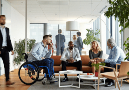 Diverse Executive Team Meeting in Office Reception Room